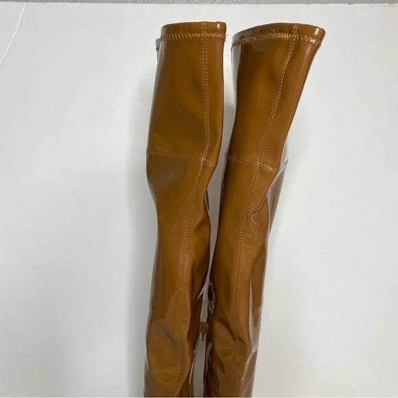 New! BP Everlee Brown Faux Patent Leather Over the Knee Boot 9M - Picture 4 of 15